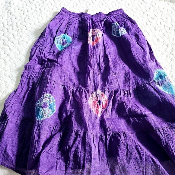 NEW tie dye skirt hippie small elastic purple eclectic unique boho gypsy - Picture 2 of 7